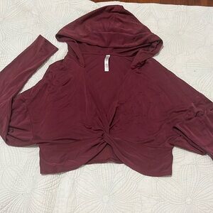 Fabletics Liv Twist-Front Long Sleeve Hoodie in Port Wine